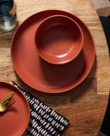 Habitat 12 Piece Stoneware Dinner Set - Rust