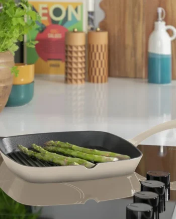 Habitat 23cm Cast Iron Griddle Pan - Cream