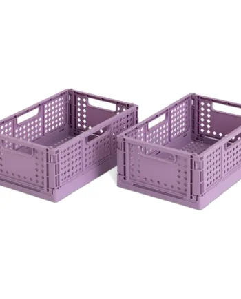 Habitat 2 x 4L Medium Plastic Storage Folding Crates - Mauve