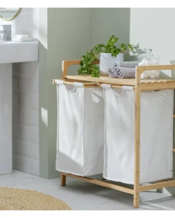 Habitat 38 Litre Bamboo Pull-Out Laundry Hamper - White