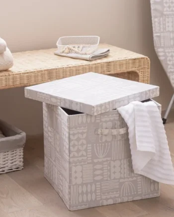 Habitat 40cm Fabric Storage Box with Lid - Scandi Print