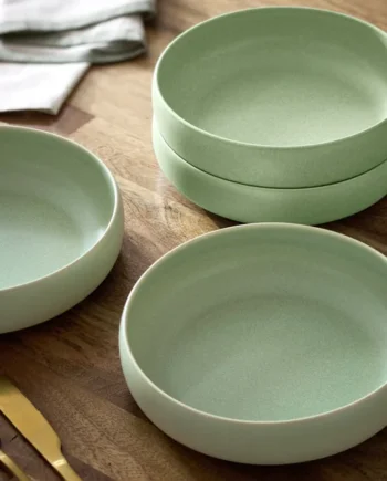Habitat 4 Piece Reactive Stoneware Pasta Bowls - Green
