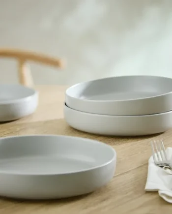 Habitat 4 Piece Stoneware Blates - Matte Grey