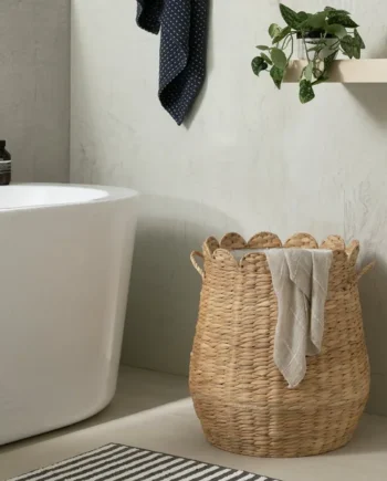 Habitat 70L Scallop Water Hyacinth Laundry Hamper - Natural