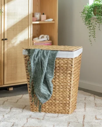 Habitat 83L Rectangle Water Hyacinth Laundry Basket -Natural