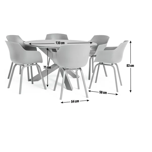 Habitat Aegaen 6 Seater Metal Patio Set - Grey