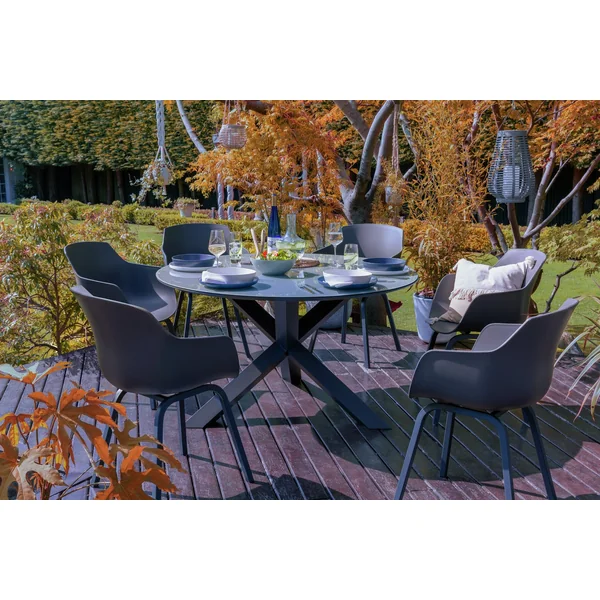 Habitat Aegaen 6 Seater Metal Patio Set - Grey