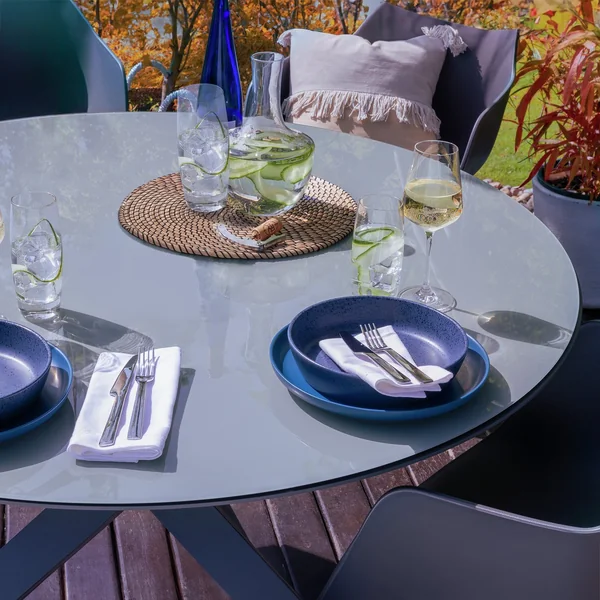 Habitat Aegaen 6 Seater Metal Patio Set - Grey