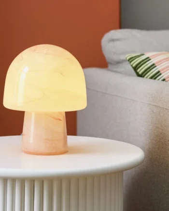 Habitat Alabaster Glass Mushroom Table Lamp - Peach