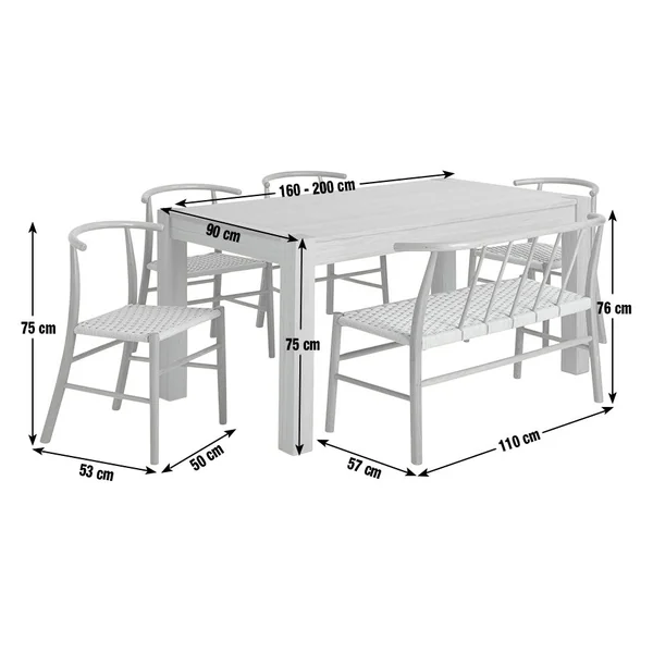 Habitat Alston Oak Dining Table, 1 Bench & 4 Chairs