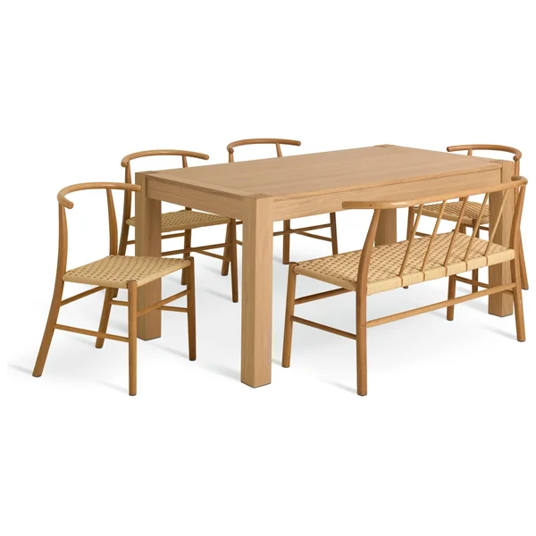 Habitat Alston Oak Dining Table, 1 Bench & 4 Chairs