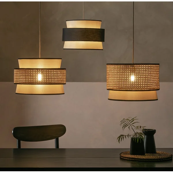 Habitat Ashi Natural Rattan 3 Tier Easy Fit Lampshade - 40cm