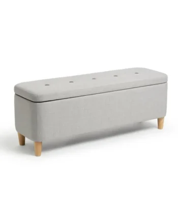 Habitat Aspen Fabric Storage Ottoman - Light Grey