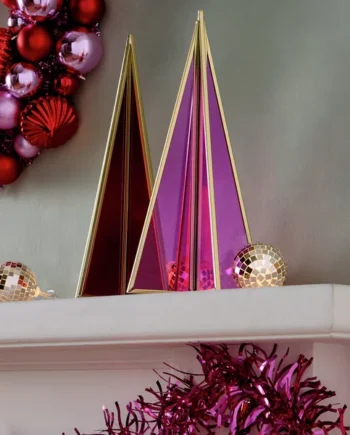 Habitat Assorted Christmas Tree Shaped Ornament - Pink & Red
