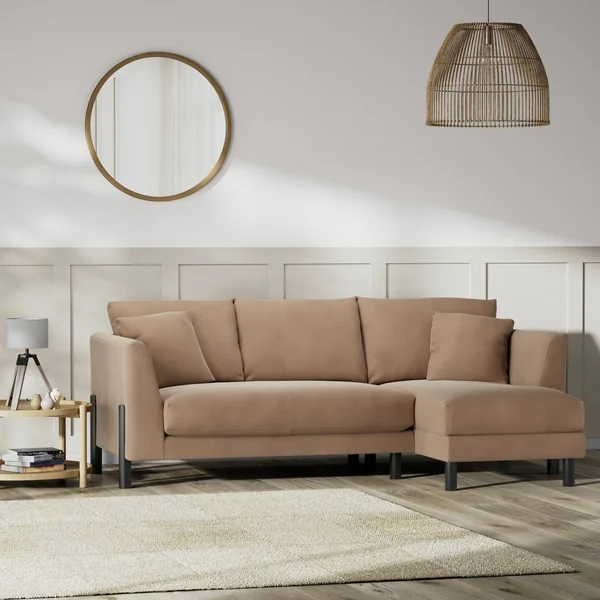 Habitat Aston Right Hand Corner Sofa - Latte - Black Leg