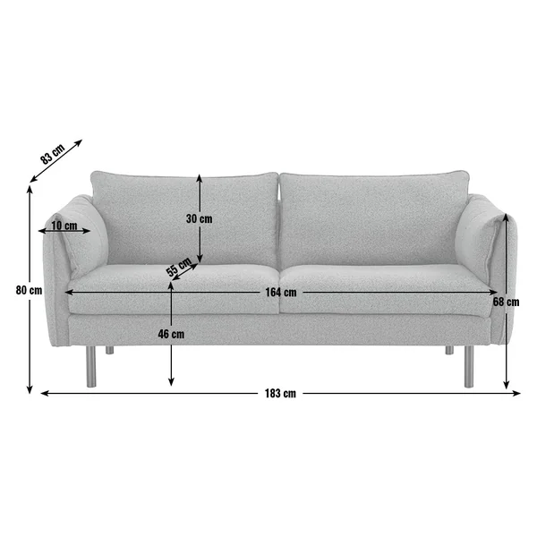 Habitat Betsy Boucle 3 Seater Sofa in a Box - Grey