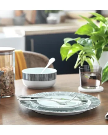 Habitat Black Dash 12 Piece Porcelain Dinner Set
