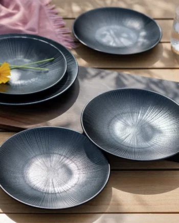 Habitat Black Textured Picnic Side Plate – set of 4