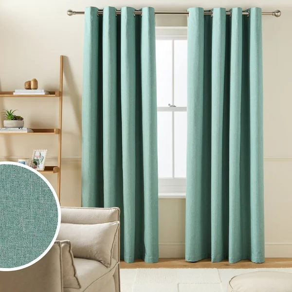 Habitat Blackout Eyelet Curtains - Light Teal Green - 117x137cm