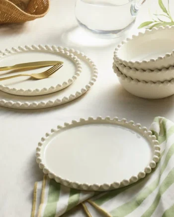Habitat Bobbin 12 Piece Stoneware Dinner Set - Cream