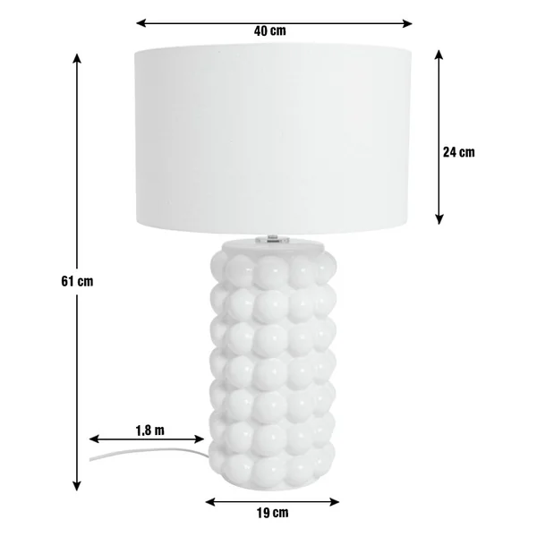 Habitat Bobble 61cm Ceramic Table Lamp - Cream