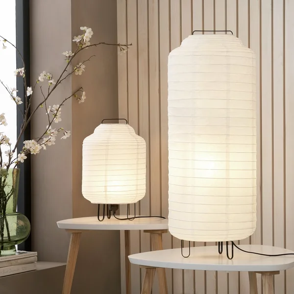 Habitat Boulle Japonais 37cm Steel Paper Table Lamp - White