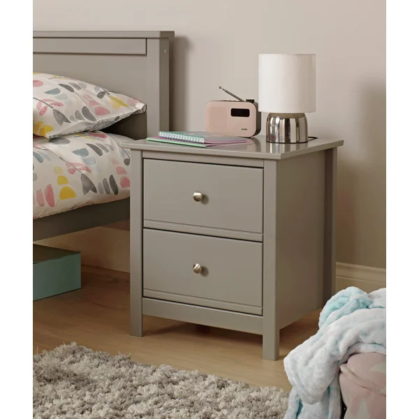 Habitat Brooklyn 2 Drawer Bedside Table - Grey