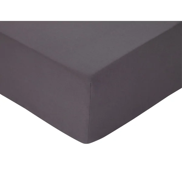 Habitat Brushed Cotton Plain Charcoal Fitted Sheet-Single