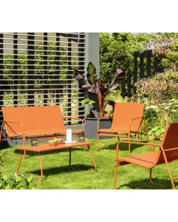 Habitat Cali 4 Seater Metal Patio Set - Orange