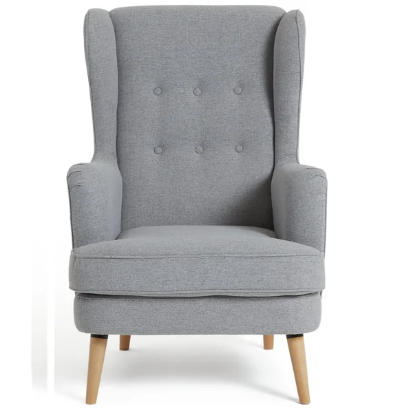 Habitat Callie Fabric Wingback Chair- Light Grey