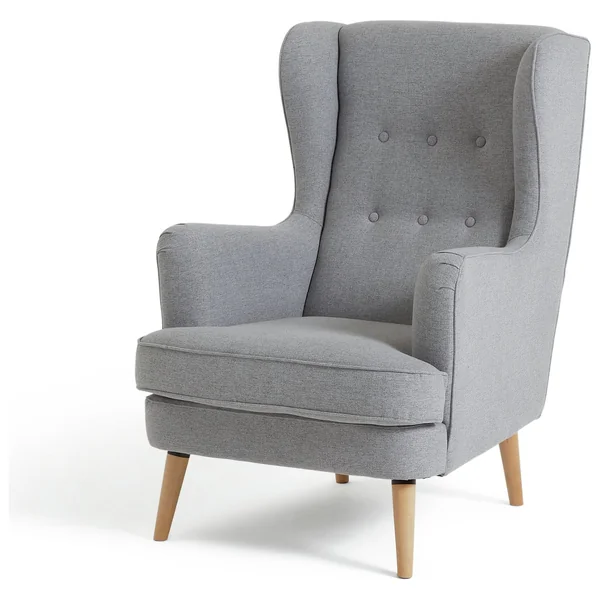 Habitat Callie Fabric Wingback Chair- Light Grey