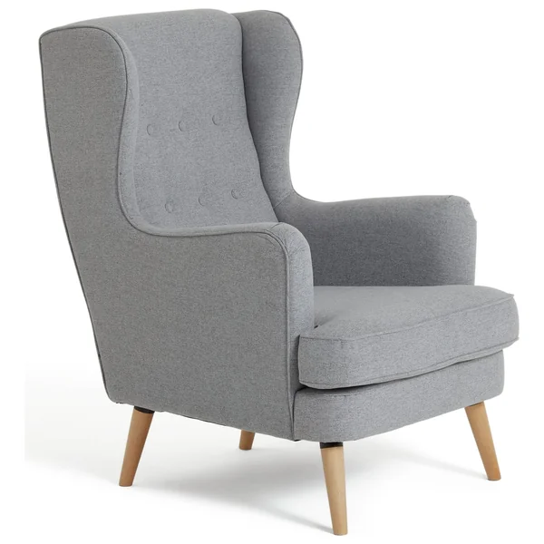 Habitat Callie Fabric Wingback Chair- Light Grey