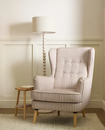 Habitat Callie Fabric Wingback Chair - Natural Stripe