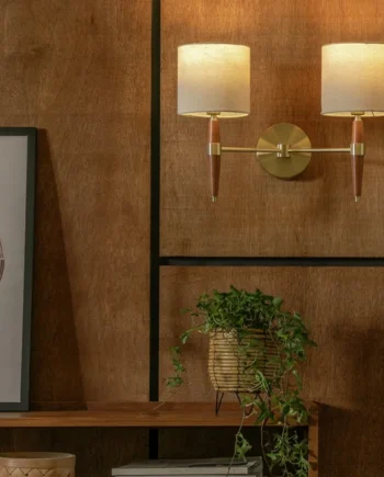 Habitat Century Wood 2 Light Wall Light - Walnut