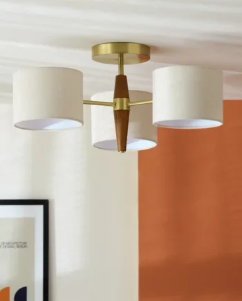 Habitat Century Wood 3 Light Flush Ceiling Light - Natural