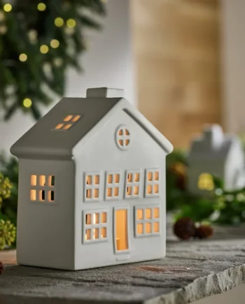Habitat Ceramic House Tealight Holder - White