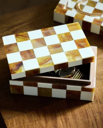 Habitat Checkered Trinket Box - Brown