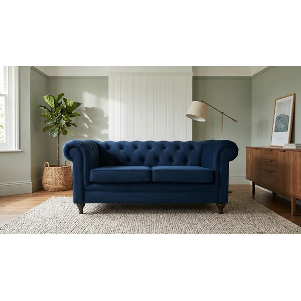 Habitat Chesterfield Velvet 2 Seater Sofa - Blue