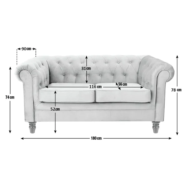 Habitat Chesterfield Velvet 2 Seater Sofa - Blue