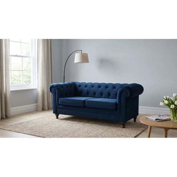 Habitat Chesterfield Velvet 2 Seater Sofa - Blue