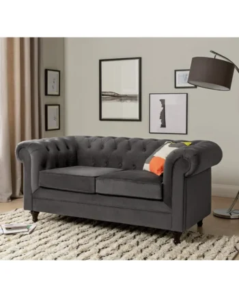 Habitat Chesterfield Velvet 2 Seater Sofa - Charcoal