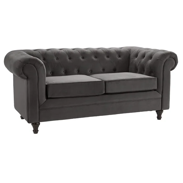 Habitat Chesterfield Velvet 2 Seater Sofa - Charcoal