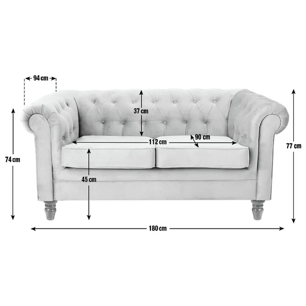 Habitat Chesterfield Velvet 2 Seater Sofa - Green