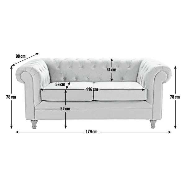 Habitat Chesterfield Velvet 2 Seater Sofa - Light Grey