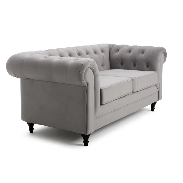 Habitat Chesterfield Velvet 2 Seater Sofa - Light Grey