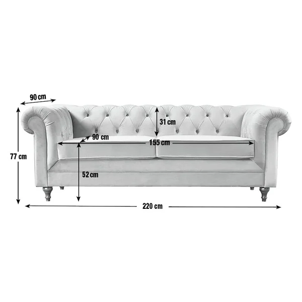 Habitat Chesterfield Velvet 3 Seater Sofa - Blue