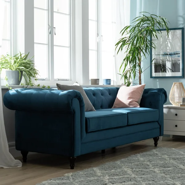 Habitat Chesterfield Velvet 3 Seater Sofa - Charcoal