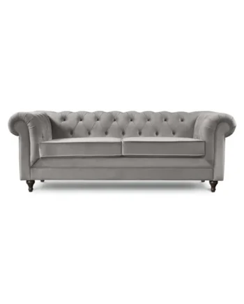 Habitat Chesterfield Velvet 3 Seater Sofa - Light Grey