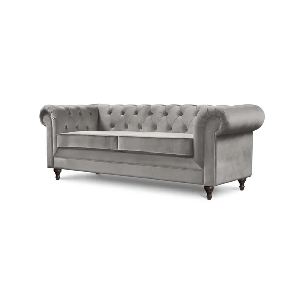 Habitat Chesterfield Velvet 3 Seater Sofa - Light Grey