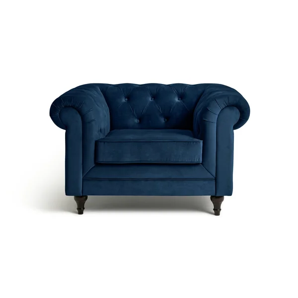 Habitat Chesterfield Velvet Armchair - Blue